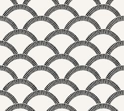 Mosaic Scallop Black/Cream Removeable Wallpaper, Sample