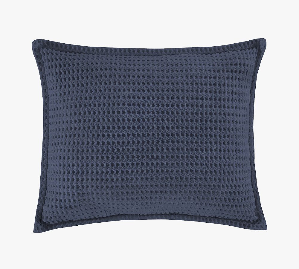 Indigo Cotton Waffle Weave Standard Sham