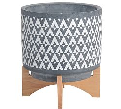 Aaliyah Ceramic Planter on Wooden Stand