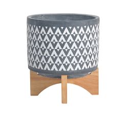Aaliyah Ceramic Planter on Wooden Stand