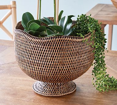 Rattan Footed Cachepot