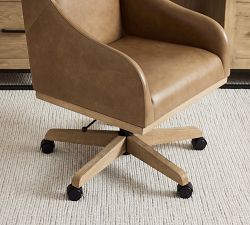 York Leather Swivel Desk Chair