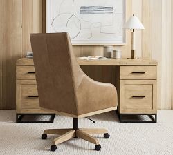 York Leather Swivel Desk Chair