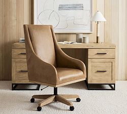 York Leather Swivel Desk Chair