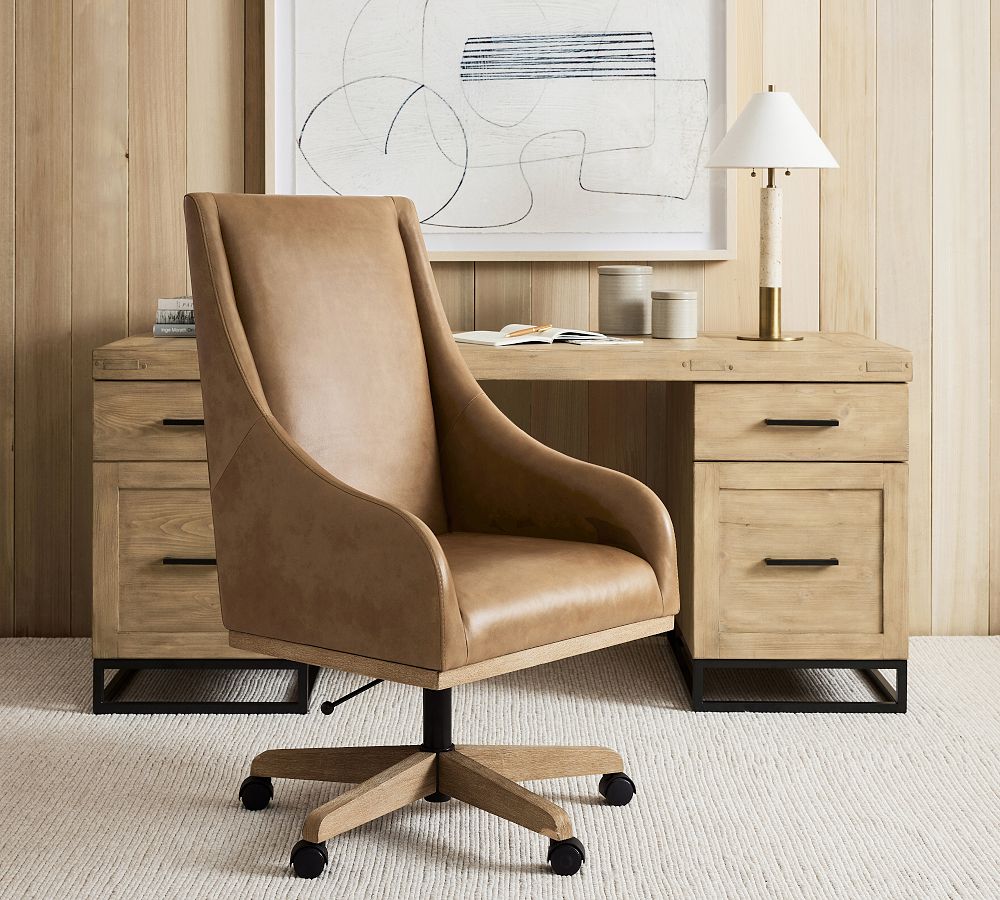 York Leather Swivel Desk Chair