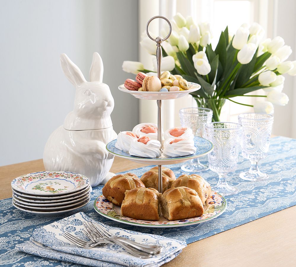 Botanical Bunny Stoneware Tiered Stand