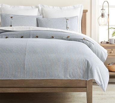 Flax Wheaton Stripe Linen Cotton Blend Patterned Duvet Cover Sham Pottery Barn