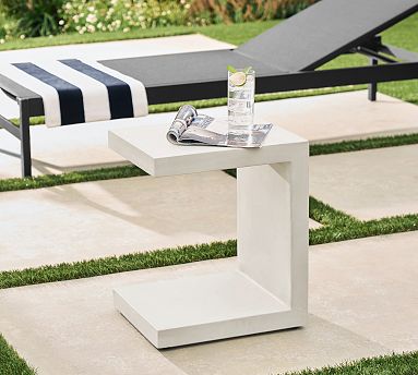 Pomona Concrete Outdoor C Table Light Gray Pottery Barn