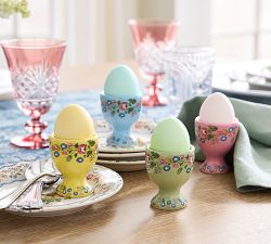 Botanical Bunny Stoneware Egg Cups - Mixed Set of 4