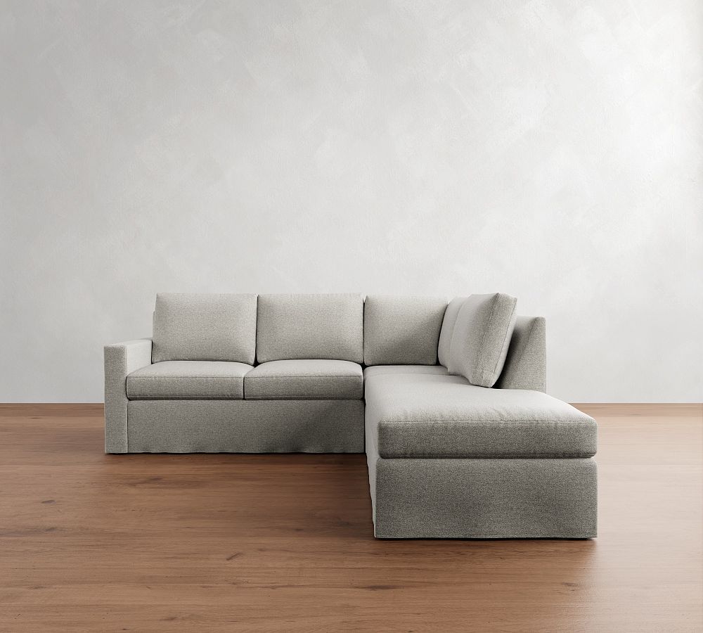 Cameron Modern Square Arm Slipcovered 3-Piece Bumper Sectional (99&quot;)