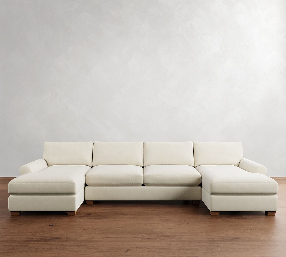 PB Comfort Modern Roll Arm Double Chaise Sectional (135&quot;-170&quot;)