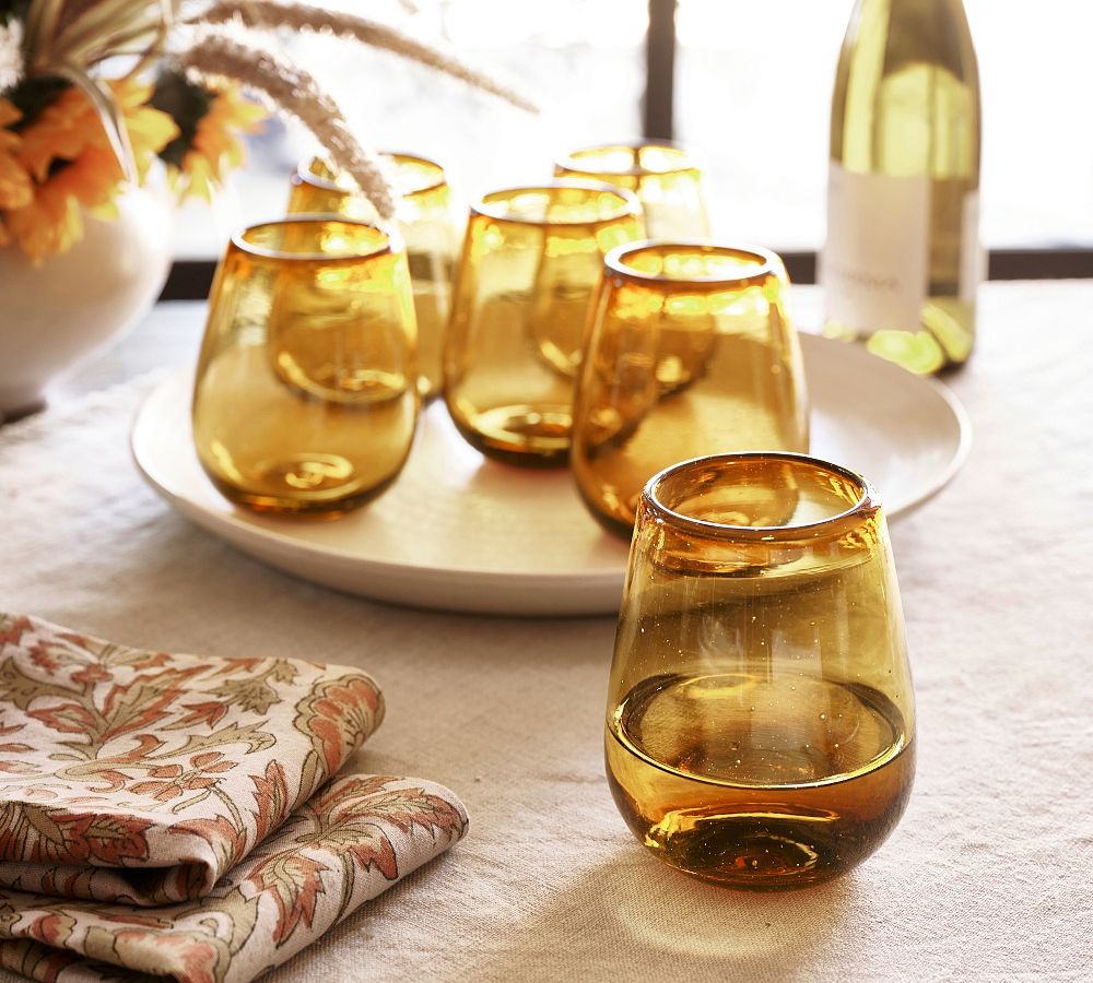 Santino Handcrafted Recycled Stemless Wine Glasses