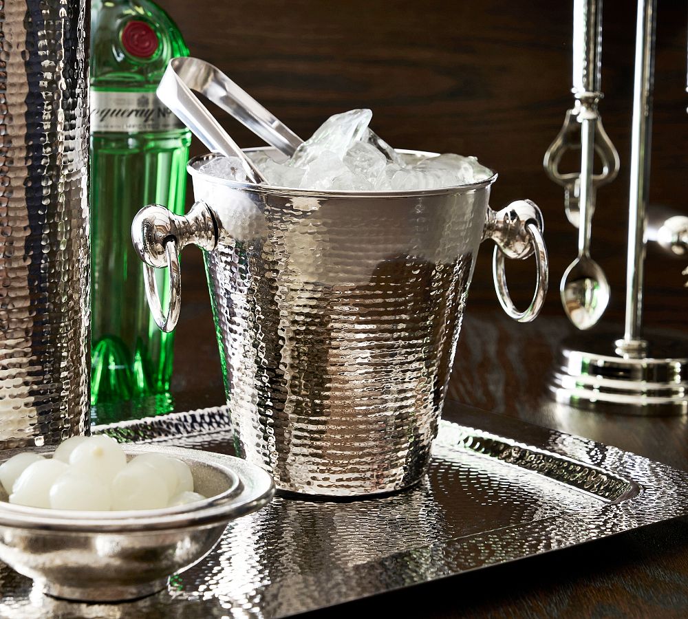 Hammered Nickel Ice Bucket