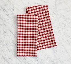 Heart Gingham Organic Cotton Tea Towels - Set of 2