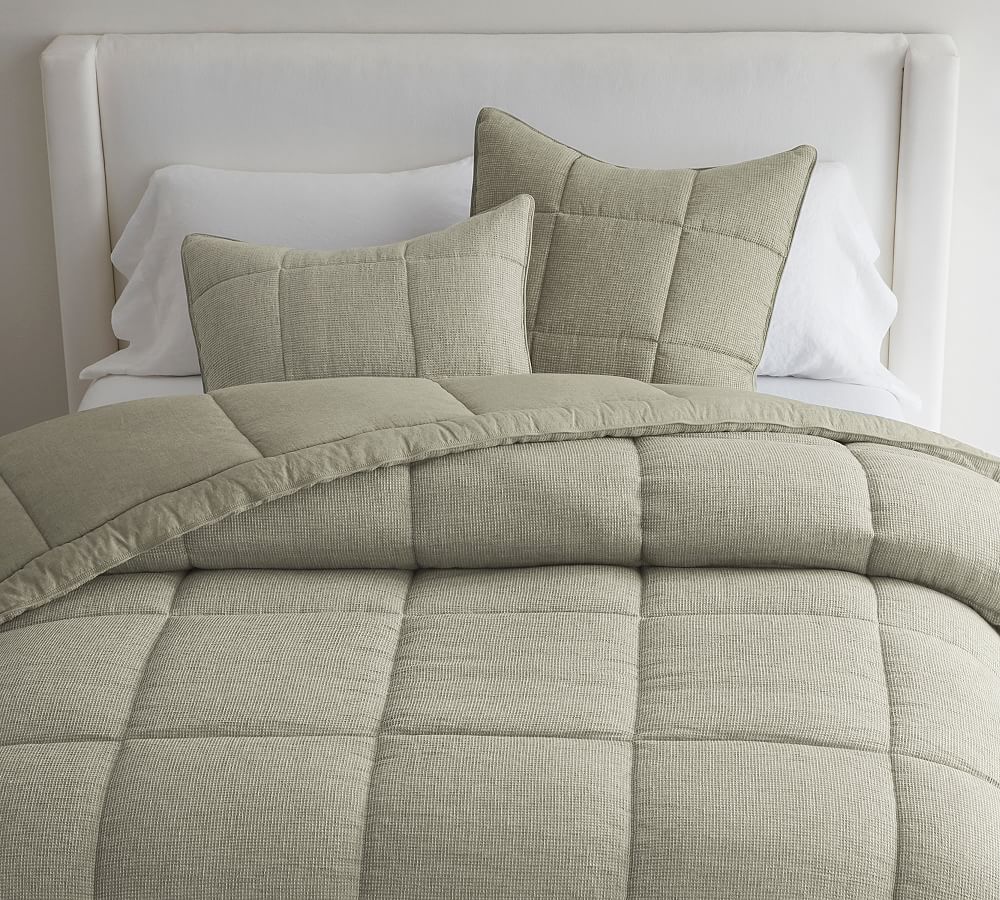 European Flax Linen Waffle Comforter