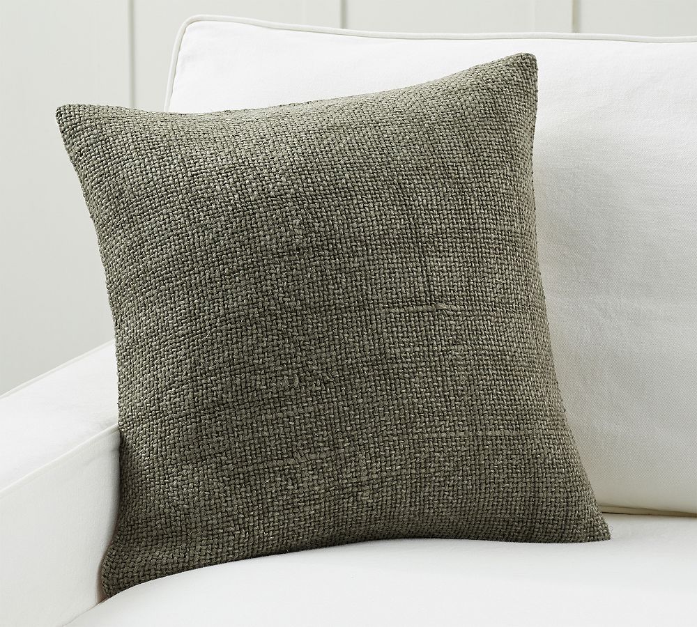 Faye Linen Textured Pillow, Sage Grass