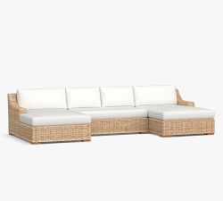 Huntington Wicker 3-Piece Double Chaise Slope Arm Outdoor Sectional