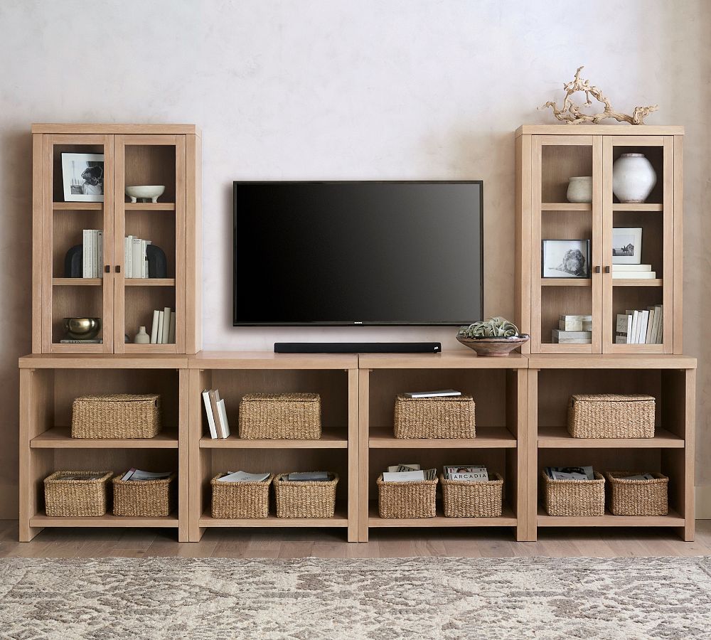 Modern Farmhouse 136&quot; Entertainment Center with Display Hutch