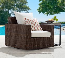 Torrey Wicker Square Arm Swivel Outdoor Lounge Chair