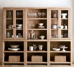 Modern Farmhouse 102&quot; Shelf with Open Cabinets