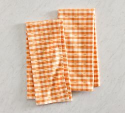 Pumpkin Gingham Organic Cotton Tea Towels - Set of 2