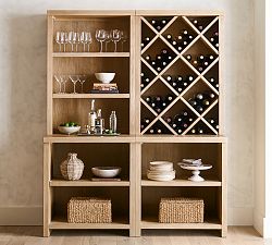 Modern Farmhouse 68&quot; Wine Storage with Open Cabinets