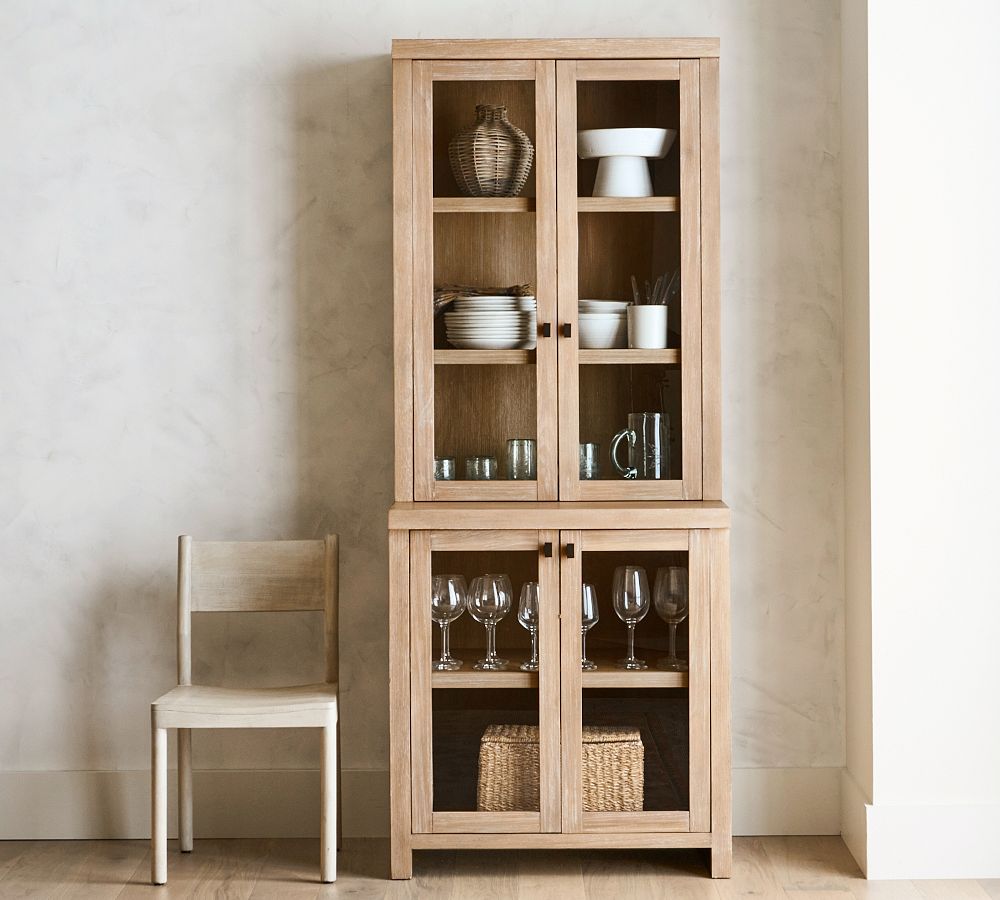 Modern Farmhouse Hutch with Display Cabinet (34&quot;)