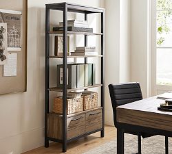 Thorndale Reclaimed Wood Open Bookcase with Drawers (34&quot;)