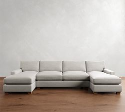 PB Comfort Modern Square Arm Double Chaise Sectional (129&amp;quot-164&quot;)