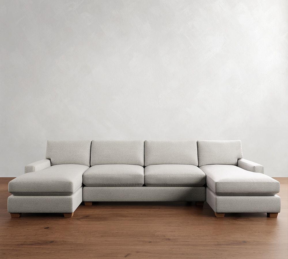 PB Comfort Modern Square Arm Double Chaise Sectional (129&amp;quot-164&quot;)