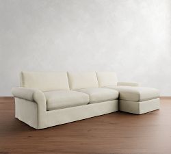 PB Comfort Modern Roll Arm Slipcovered Chaise Sectional (105&quot;-131&quot;)