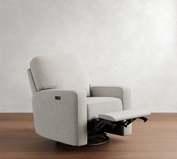 PB Comfort Modern Square Arm Manual &amp; Power Swivel Glider Recliner