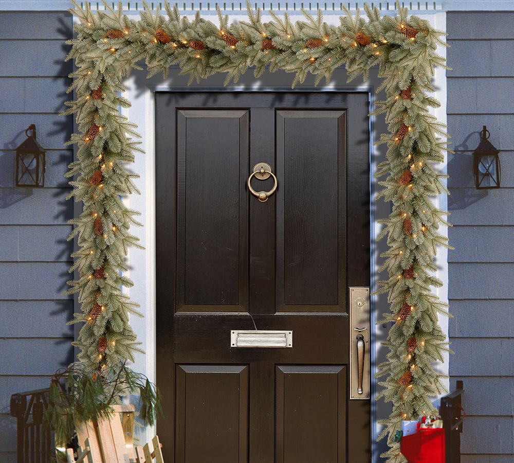 Pre-Lit LED Faux Arctic Spruce Wreath &amp; Garland