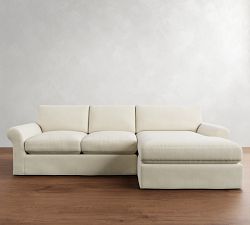 PB Comfort Modern Roll Arm Slipcovered Chaise Sectional (105&quot;-131&quot;)