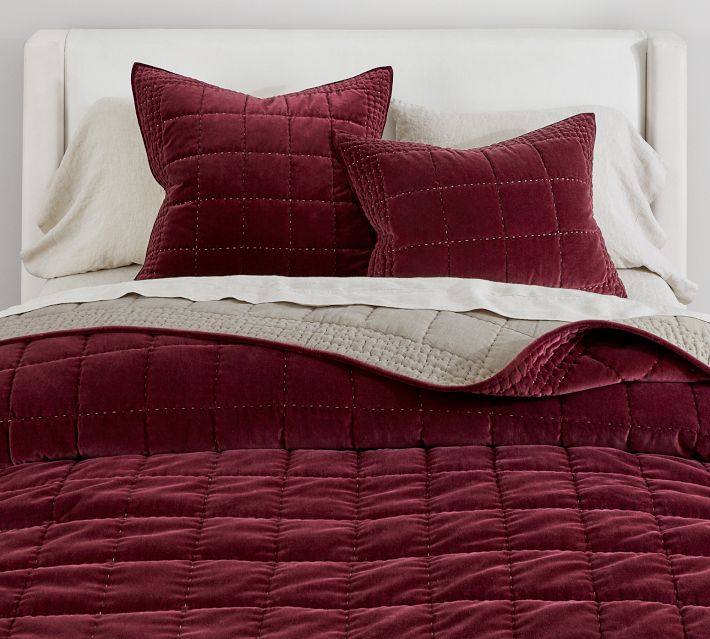 Velvet Handcrafted Box Stitch Quilted Sham (2) popular