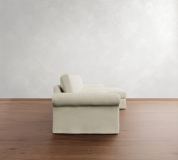 PB Comfort Modern Roll Arm Slipcovered Chaise Sectional (105&quot;-131&quot;)