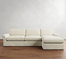 PB Comfort Modern Roll Arm Slipcovered Chaise Sectional (105&quot;-131&quot;)