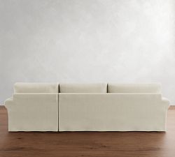 PB Comfort Modern Roll Arm Slipcovered Chaise Sectional (105&quot;-131&quot;)