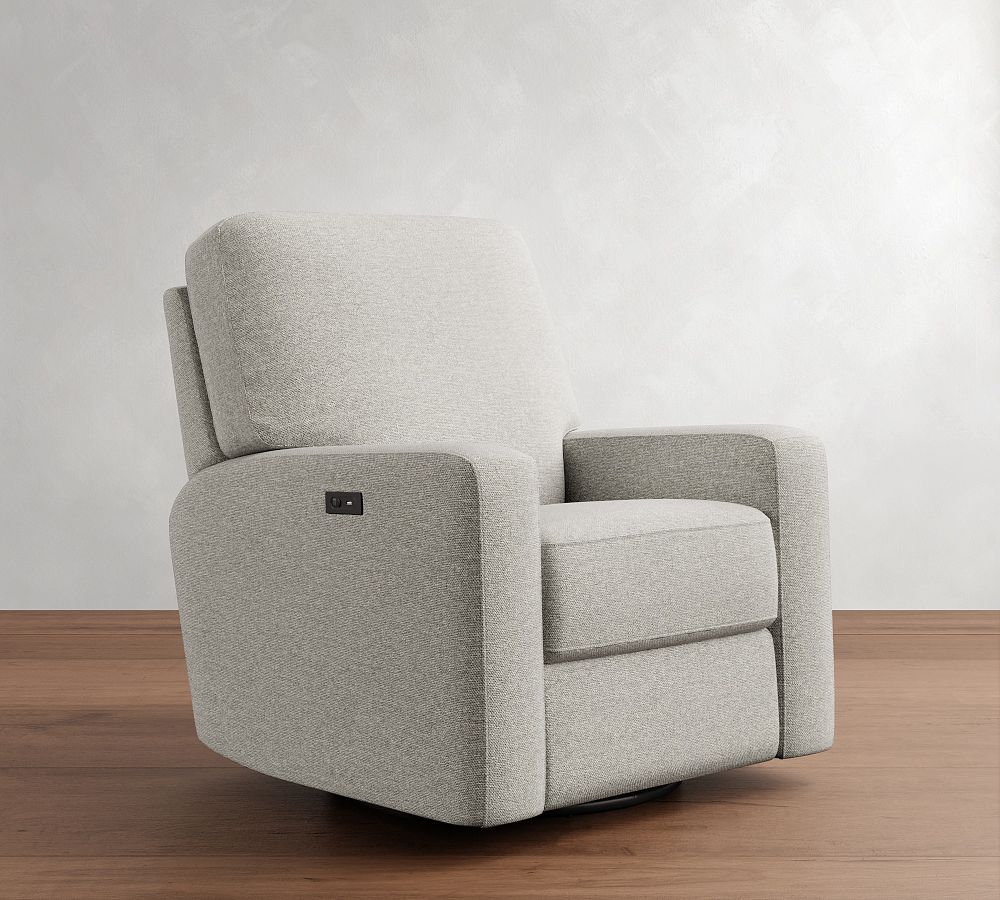 PB Comfort Modern Square Arm Manual &amp; Power Swivel Glider Recliner