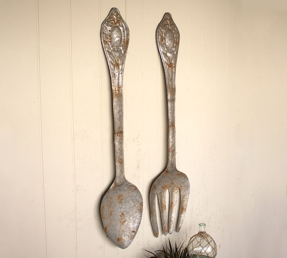 Metal Fork &amp; Spoon Wall Decor, Set of 2 - 14.5&quot; W x 60&quot; H