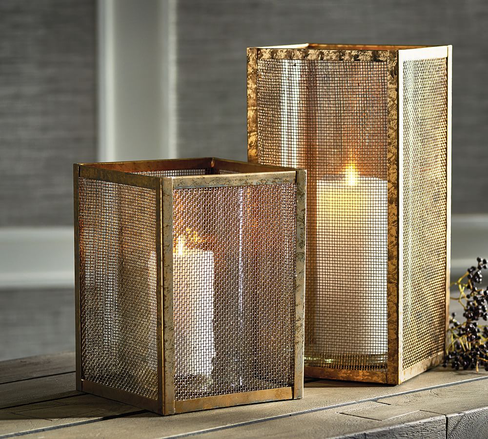 Metal Mesh Hurricane Candle Holders