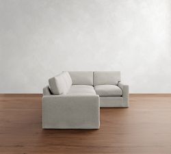 PB Comfort Modern Square Arm Slipcovered 3-Piece Sectional (106&quot;)