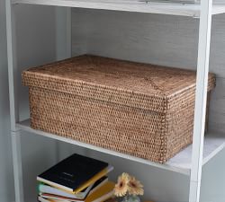 Tava Handwoven Rattan Rectangular Storage Box With Lid