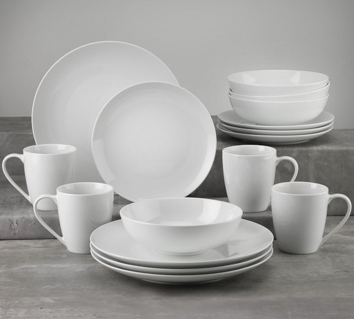 Everyday Classic Coupe Porcelain 16 Piece Dinnerware Set Pottery Barn