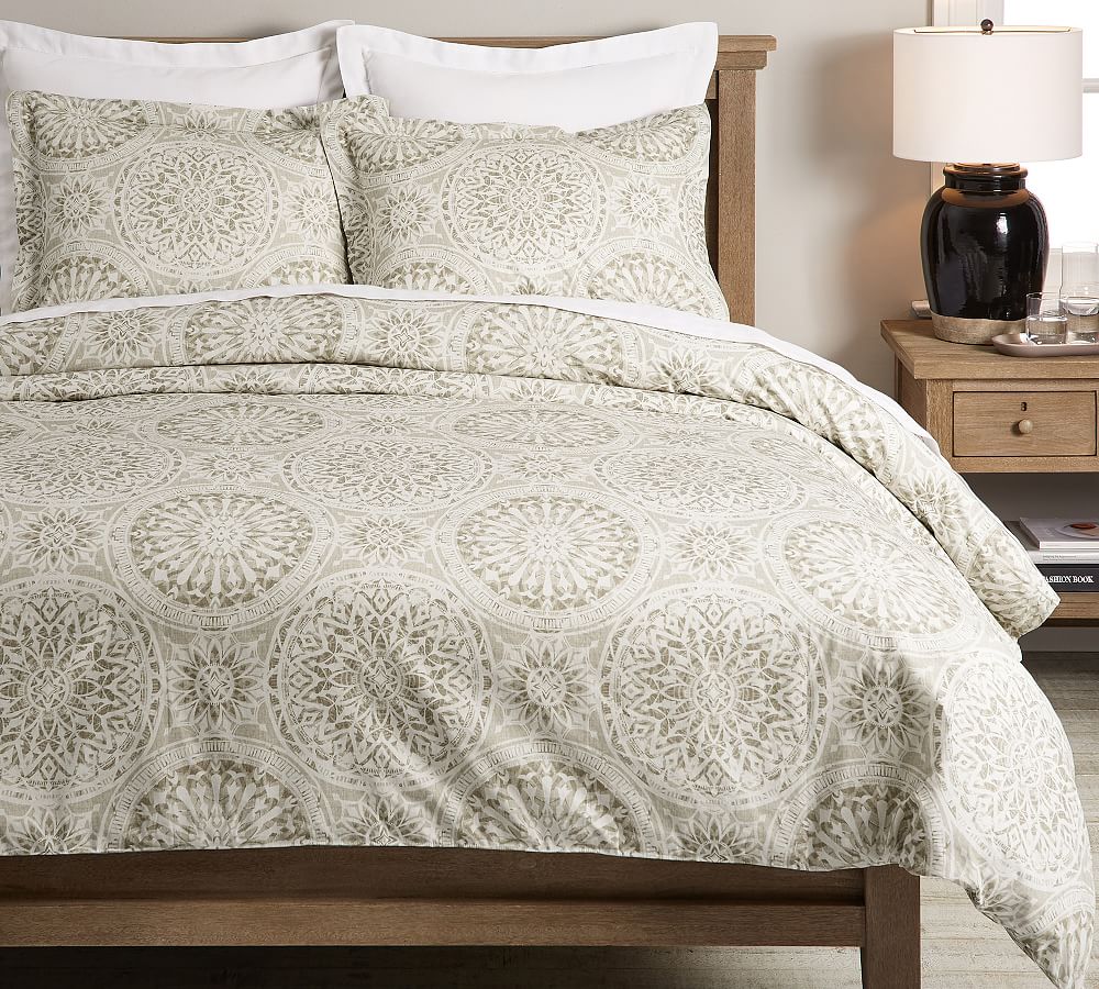 Riley Medallion Organic Percale Duvet Cover&amp; Shams