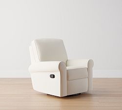 PB Comfort Roll Arm Upholstered Swivel Glider Recliner, Box Edge Polyester Wrapped Cushions, Performance Boucle Oatmeal