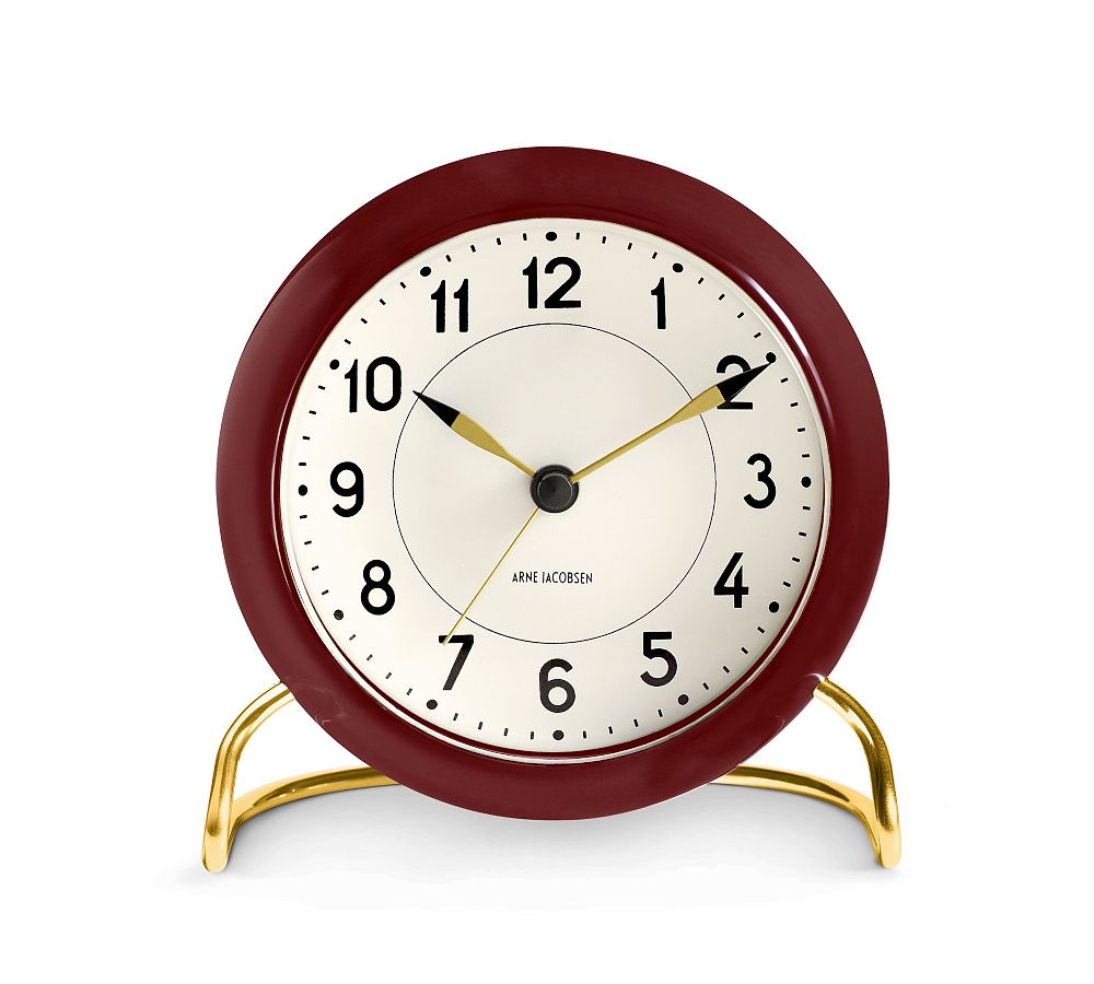 Bordeaux and Gold Aluminum Table Clock with Glass Face