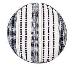 Coastal Striped Cotton Round Pouf