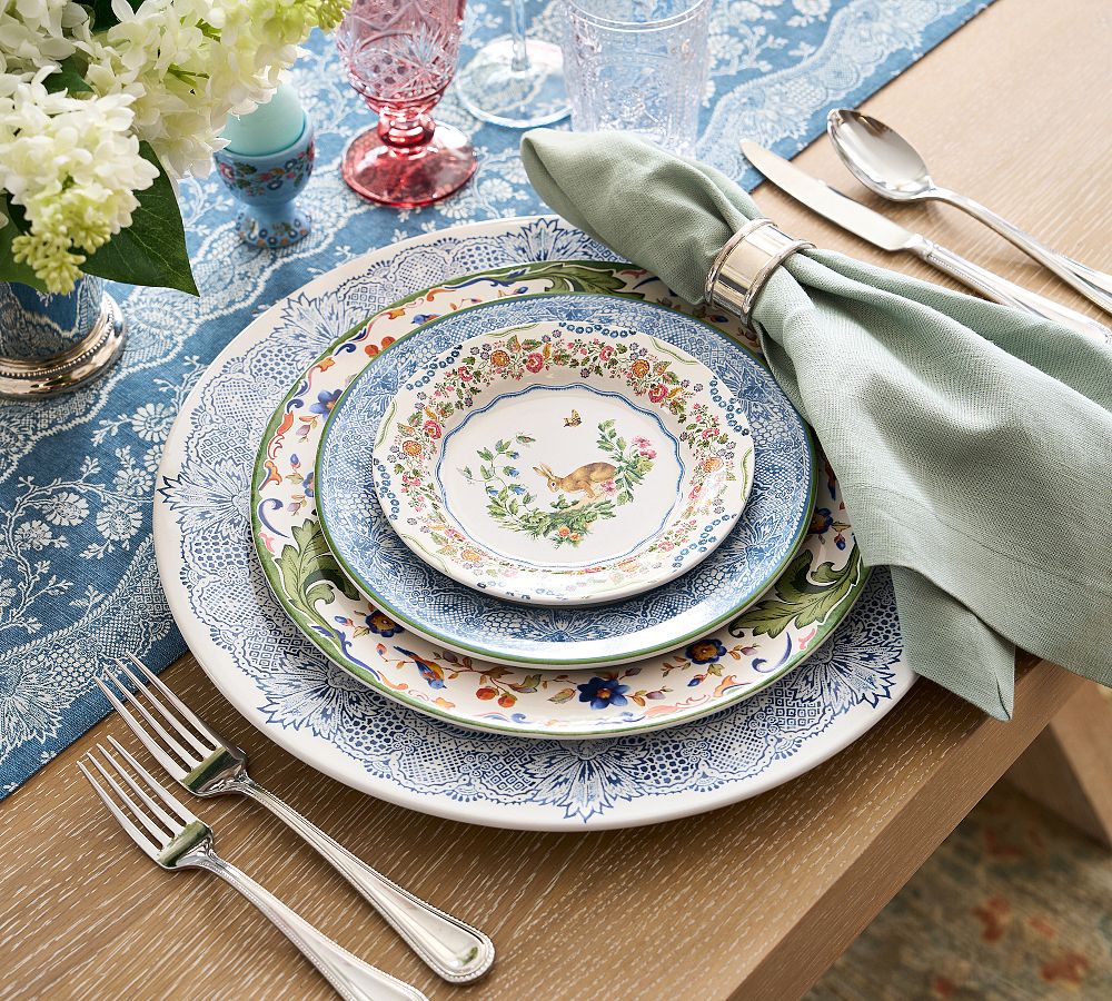 Botanical Bunny Stoneware Appetizer Plates - Set of 4