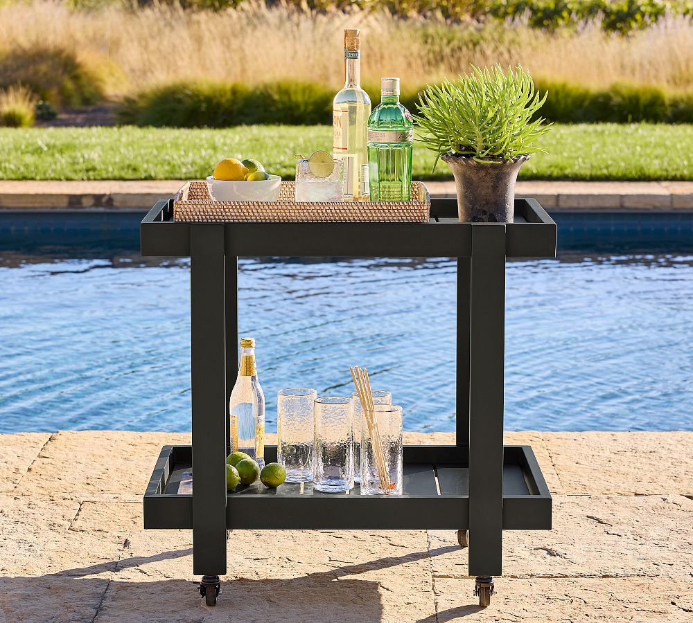 Malibu Metal Outdoor Rolling Bar Cart (27&quot;)